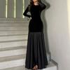 Elegante Abito Lungo Versatile a Maniche Lunghe di Alta Gamma per Donna Autunno e Inverno 2025