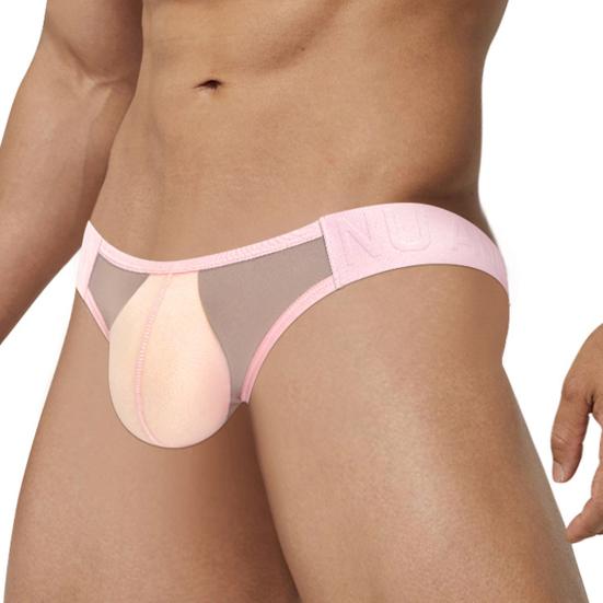 Men Briefs Low Waist Solid Color Thongs Solid Color Mesh Yarn Splicing Ultra Thin