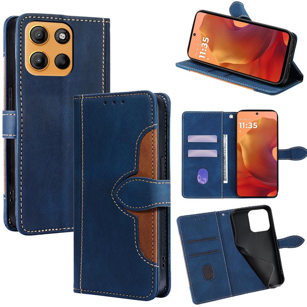 For Motorola Moto G15 4G/G15 Power 4G Case Leather Wallet Phone Cover with Straw Hat Magnetic Clasp