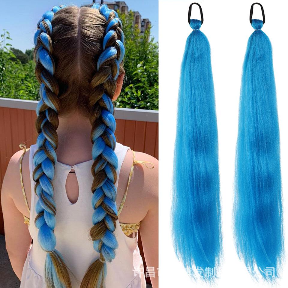 Colorful Elastic Hair Ties Braid Ponytail Hair Extensions for Women