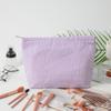 Bubble Gauze Makeup Bag Women Handbag Large Capacity Cosmetic Bag Toiletry Bag Embroidered Striped Makeup Pouch Travel Organizer