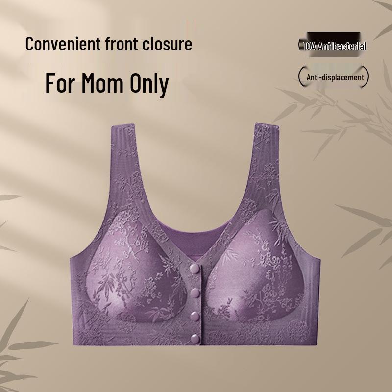 

Seamless Red Front Buckle Bra: Chinese Style, Plus Size, Gathered Design for Women 2XL (140-155 lbs/ABC Cup)