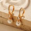 French Pearl Zircon Inlaid 18k Gold Plated Light Luxury Elegant Earrings For Women