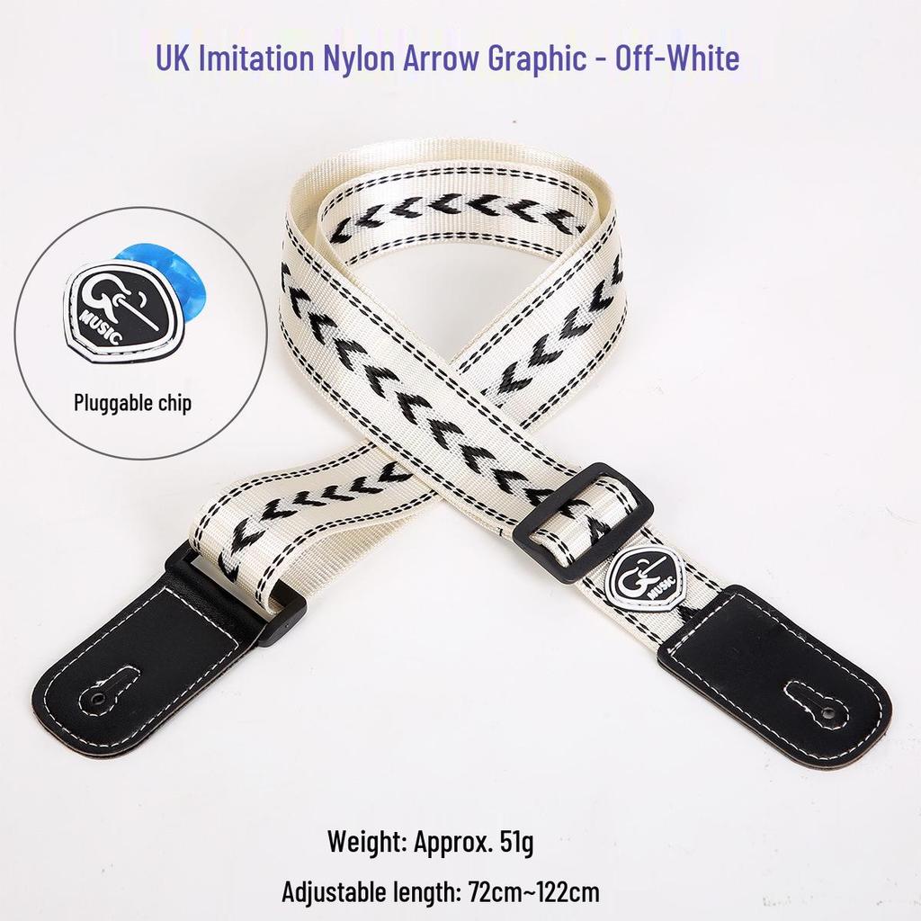 Ukulele and Guitar Strap - Striped Polyester Cotton with Thickened PU Leather