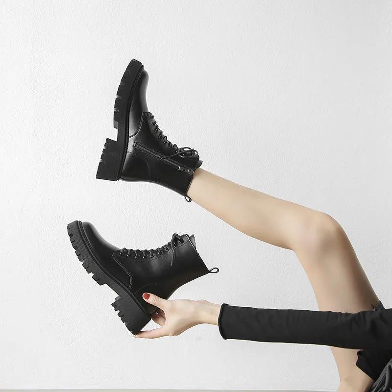 Martin Boots Women's Winter Plush Short Boots British Style College Style Korean Style All-match Single Boots