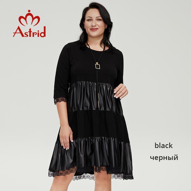 

Женские платья Astrid, новинка 2022 года, платье из искусственной кожи с длинными рукавами, большие дизайнерские вечерние платья с ожерельем 52 чёрный