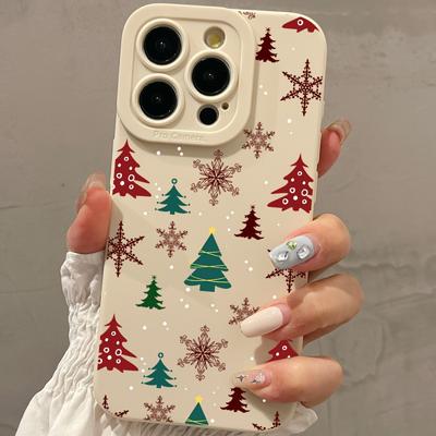 White Christmas Tree Snowflake Graphic Phone Case for iPhone 15 14 13 12 11 X XR Xs SE2 SE 8 7 Plus Pro Max Silicone Back Cove