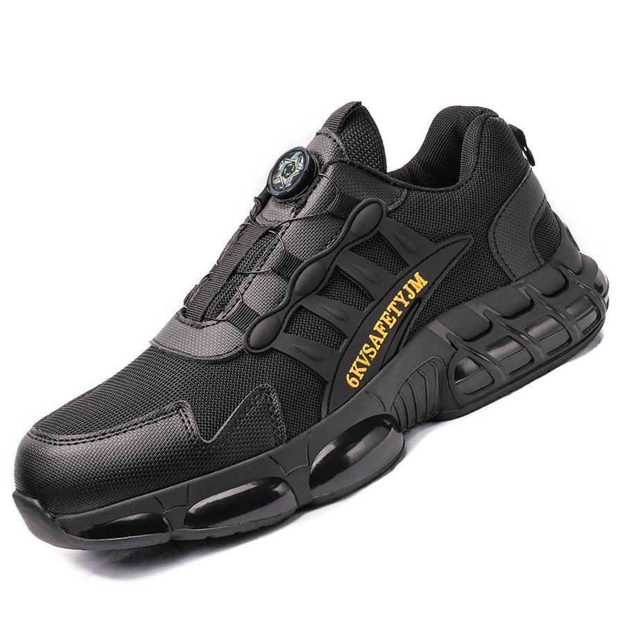 Rotating Button Safety Shoes Men Steel Toe Protection Boots Breathable Lightweight Men Construction Safety Work Shoes Sneakers