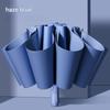 Fully Automatic Tri-fold Umbrella Enlarged Thickened Reinforced Wind Rain Resistant Black Vinyl Sun Protection Umbrella