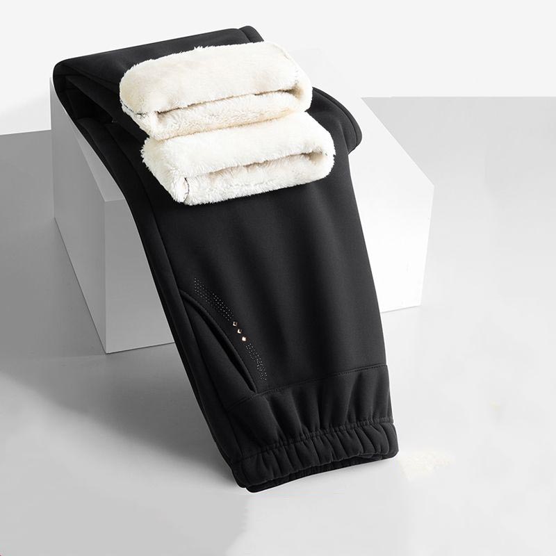 

Зимние утепленные черные брюки, свободные, утолщенные, свободные, теплые, из овечьей шерсти, хлопковые брюки для мам, брюки для женщин среднего и пожилого возраста, размер плюс 7XL 5XL