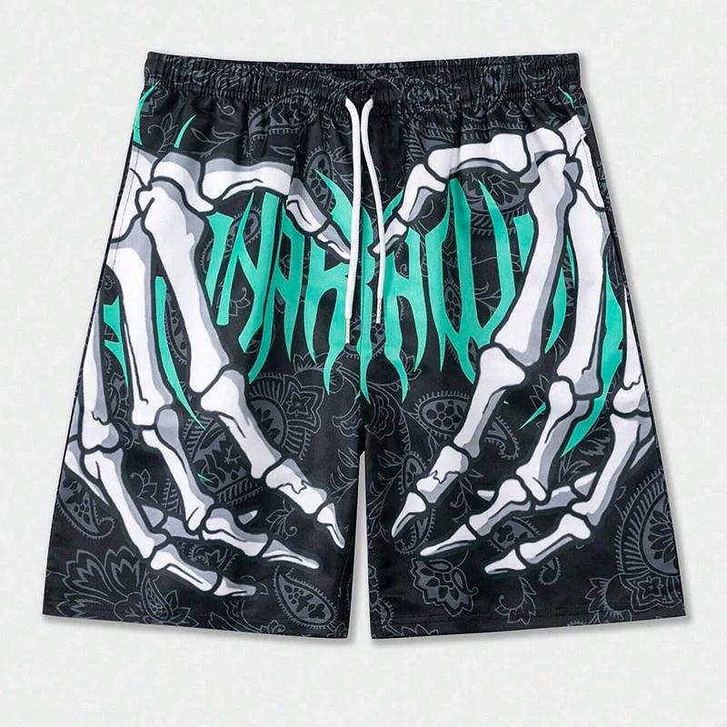 Hand Skeleton Muay Thai Kickboxing Boxing Training Print Shorts Martial Art Boxer Unisex Men Women Kid Pants Fighting Fitness Gym Sport Workout