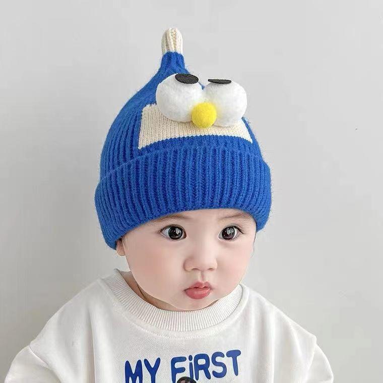 Autumn and Winter Children's Thickened Warm Hat Infant and Toddler Woolen Hat Korean Style Baby Pullover Ear Protection Windproof Knitted Hat