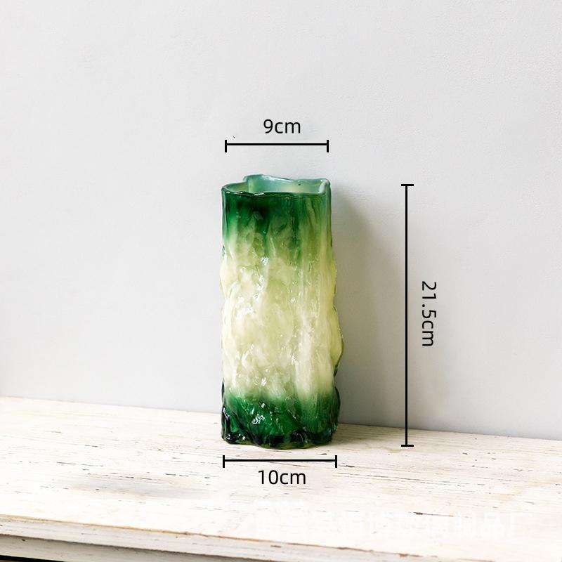 Glass Vase Gradient Hydroponics Terrarium Fold Pattern Flower Vase Floral Arrangement Accessories Home Decoration
