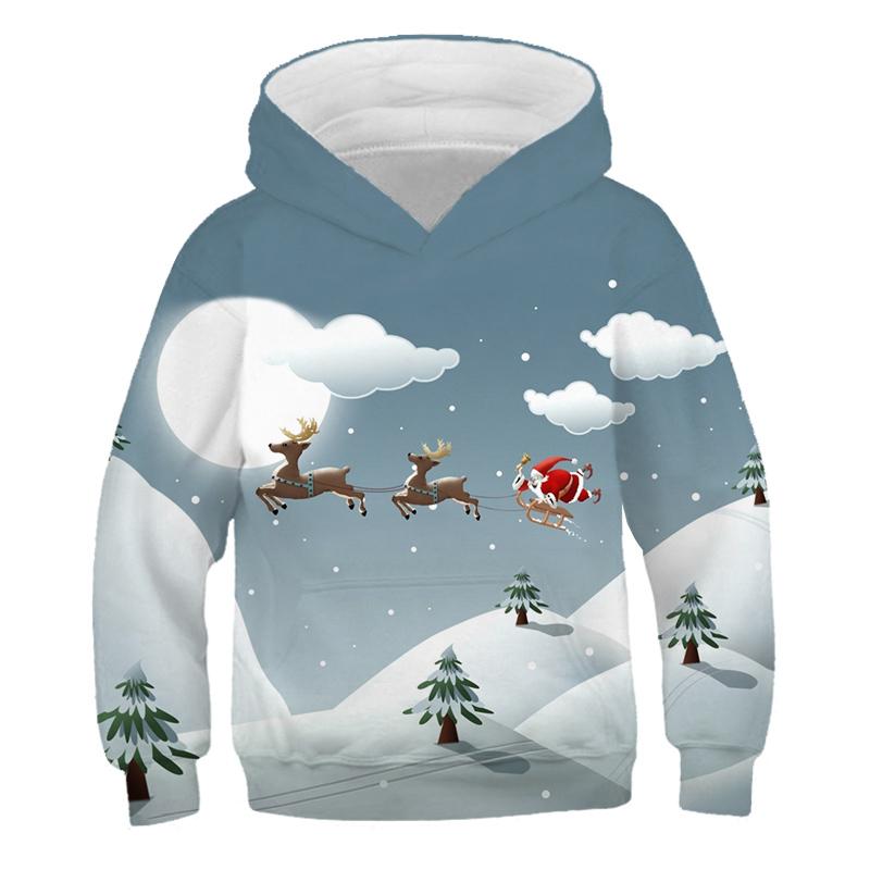 Kawaii Hoodies Christmas 3D Print Santa Snowmen Sweatshirts Boys Girls Hooded Pullovers Kids Fashion Oversized Hoodie Tracksuits