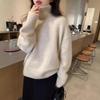Women's Autumn Winter Lazy Style Thick Cashmere Sweater Women Turtleneck Pullover Tops Solid Warm Lazy Loose Knitted Casual Base Jumper