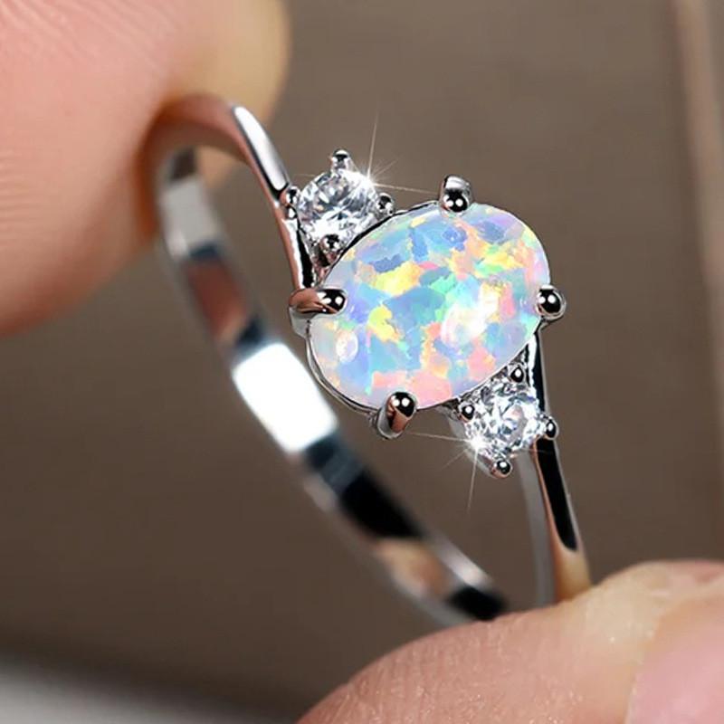 Elegant Alloy Geometric Ring For Women 2024 Spring Fashion In White Purple Green Blue Pink
