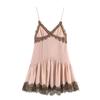 Sweet & Spicy Lace Patchwork Sleeveless Camisole Dress with Contrasting V-Neck Mini Skirt