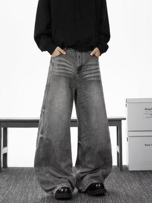 Unisex High-Waist Wide-Leg Retro Jeans for Autumn/Winter