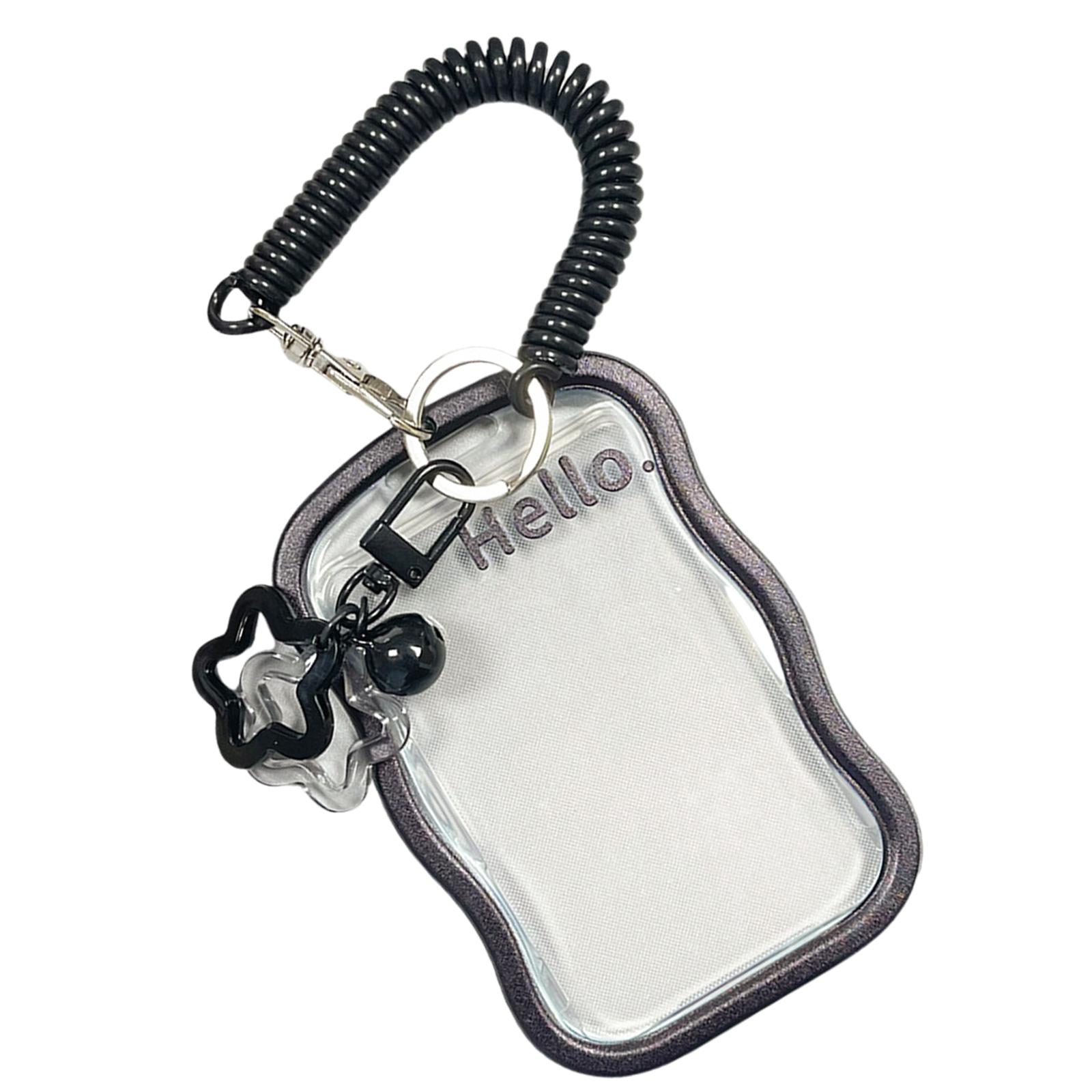 

Silicone Photocard Holder Kpop Photo Card Holder with Keychain ID Card Holder Pendant Keychain Student Card Sleeves чёрный