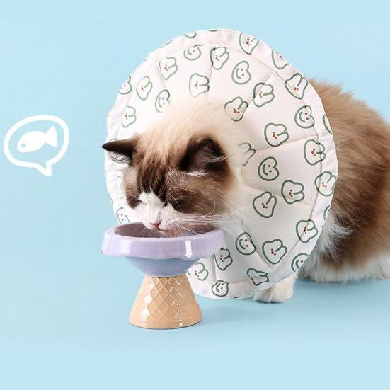 Padded Cat Cone Collar Adjustable Drawstring Pet Recovery Collar Soft Fabric Dog Cone Prevents Licking Biting Wound for Cats And Dogs