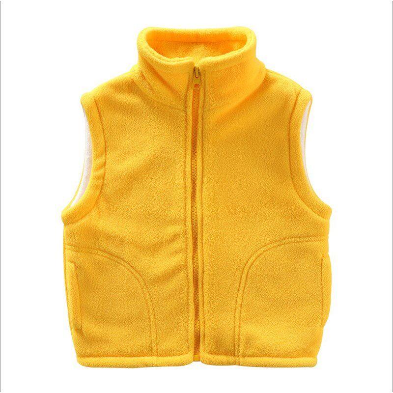 Spring and Autumn New Arrival Children Boys and Girls Pure Color Cardigan Simple Warm Polar Fleece Waistcoat