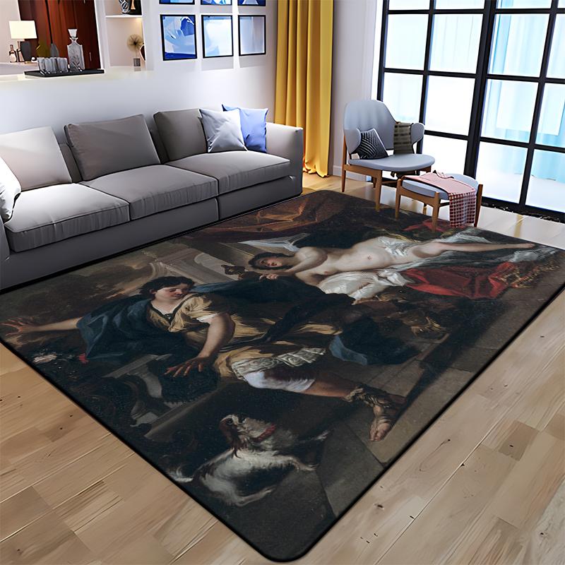 Famous Art Printed Oil Painting Carpet for Living Room Rugs Camping Stranger Things Picnic Mats Anti-Slip E-sports Rug Yoga Mat