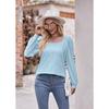 Herbst Damen Bluse Square Neck Loch Hohl Langarm Casual Tops