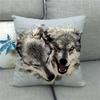 Fierce Wolf Wildlife Oil Painting Digital Printing Short Plush Pillow Covers For Car Sofa Office Cushion Cover Home Goods