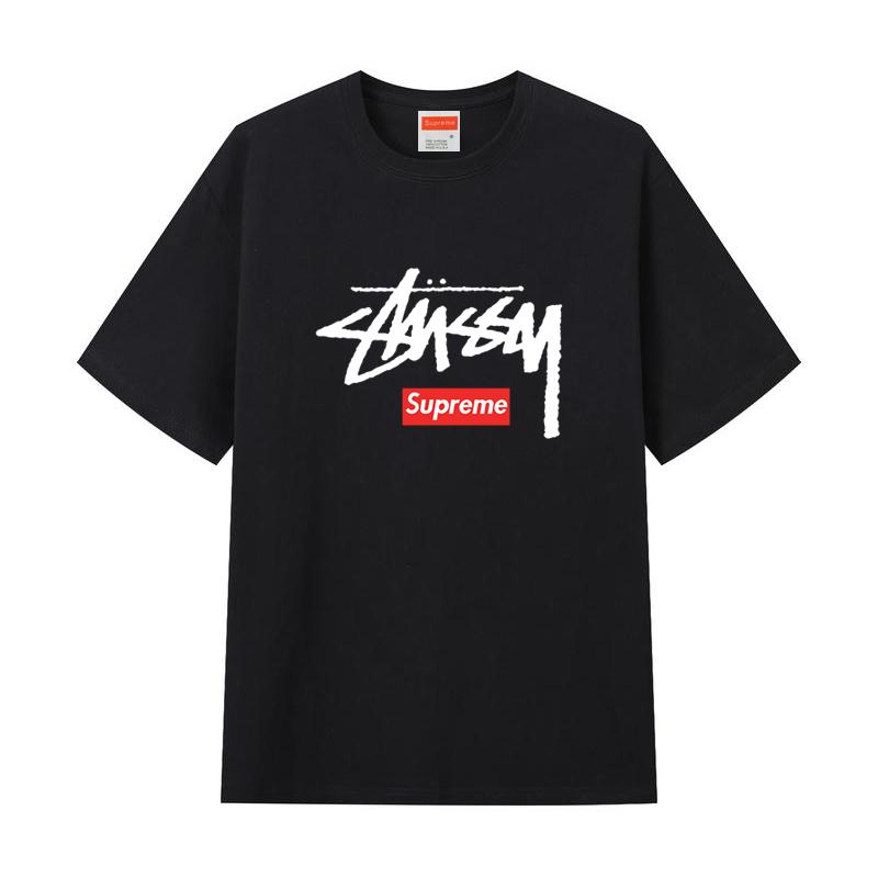 

Футболка Supreme Supreme 2025 Літо з чистої бавовни та круглим вирізом, класична червона футболка з принтом літер, високоякісна футболка для пар S