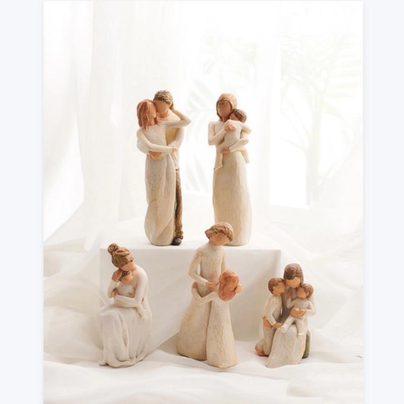 Rodinná pryskyřičná figurka v severském stylu – Láska a štěstí Domácí dekorace Ornament