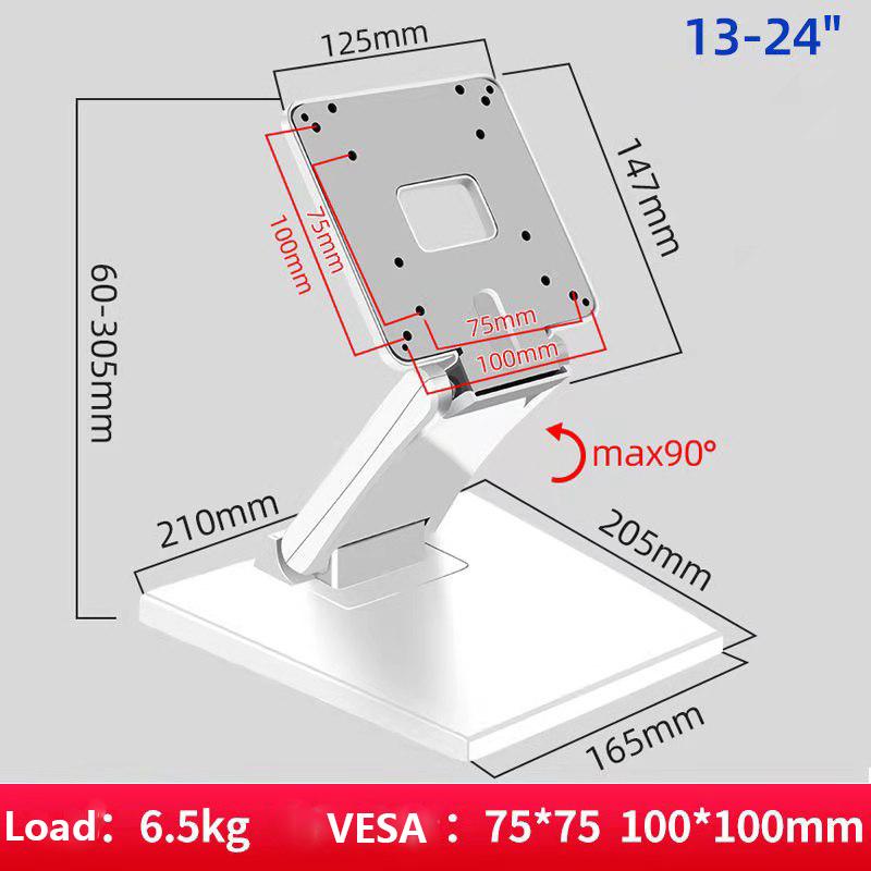 14-24" Desktop Monitor Holder with VESA Hole Folding TV Screen Stand Screen Mount Support Metal Bracket for Office Home School