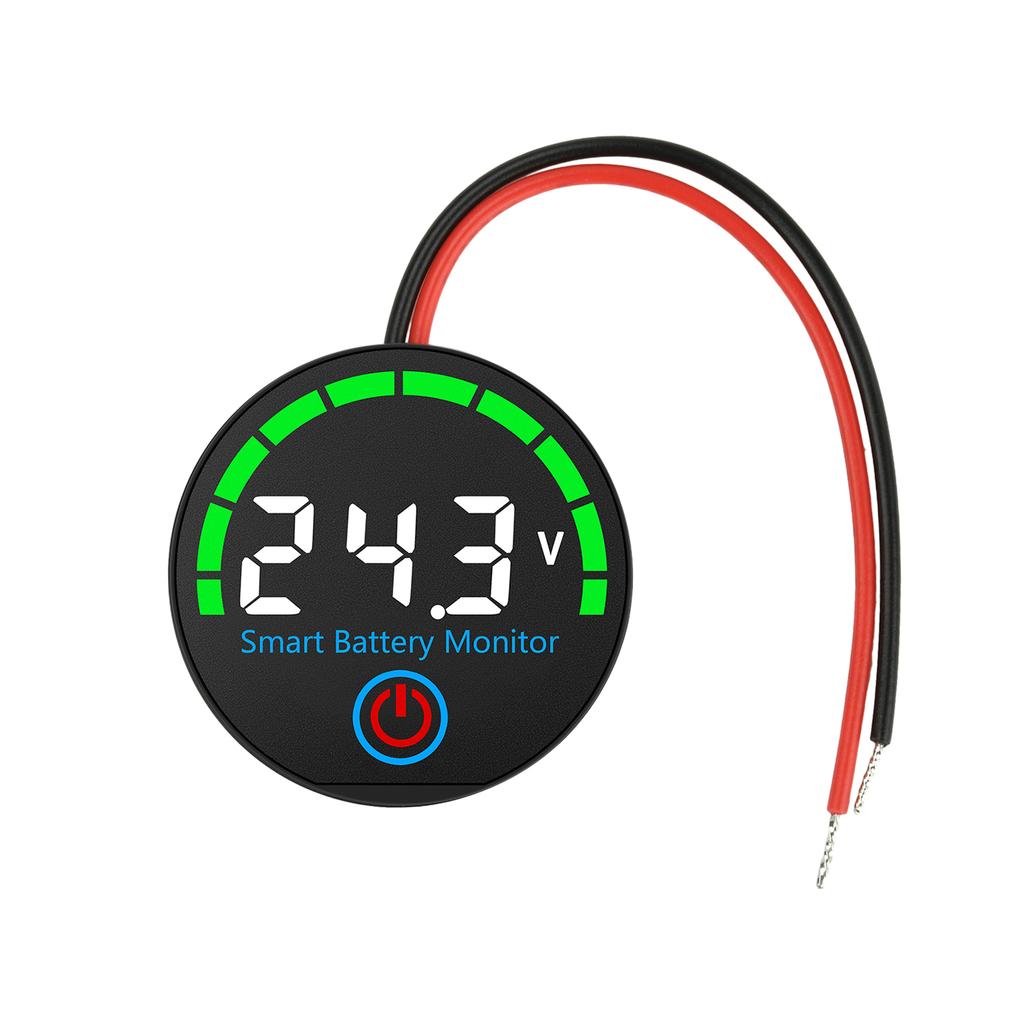 DC7-55V Voltage and Power Indicator Round LED Indicator Universal Battery Power Display for Lithium Batteries Power-Off Memory