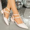 2025Ankle Strap Cut Out  Studded  Patent Leather  Flats T-Strap Buckle Walking Soft Women Shoes Travel Size Sandals