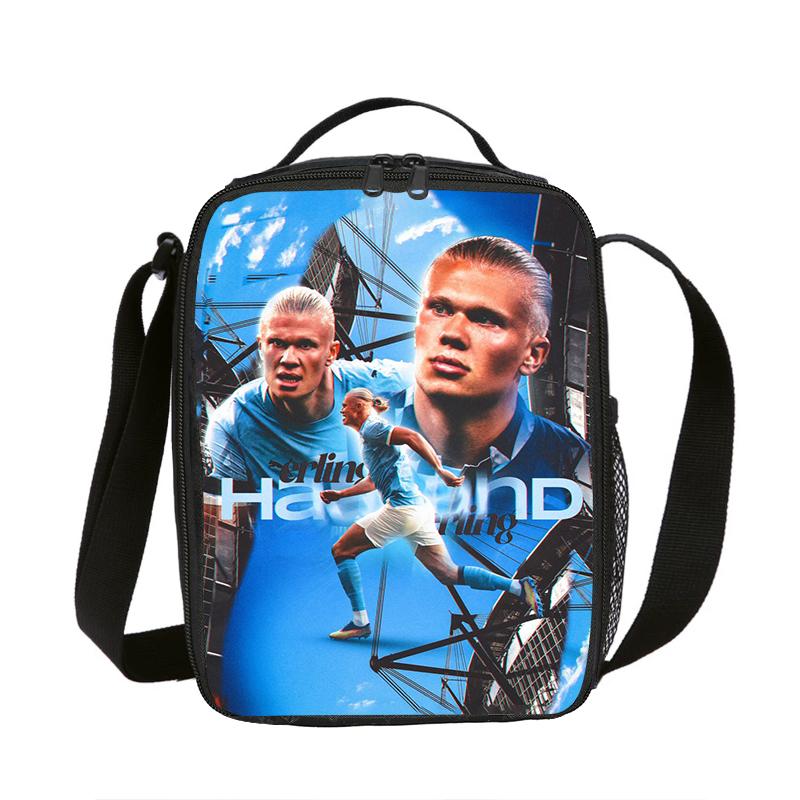 Sac à lunch isotherme Haaland Star du football Boîte à lunch Sac fourre-tout étanche Boîte à lunch Sports de football Sacs de rangement pour aliments Sac thermique