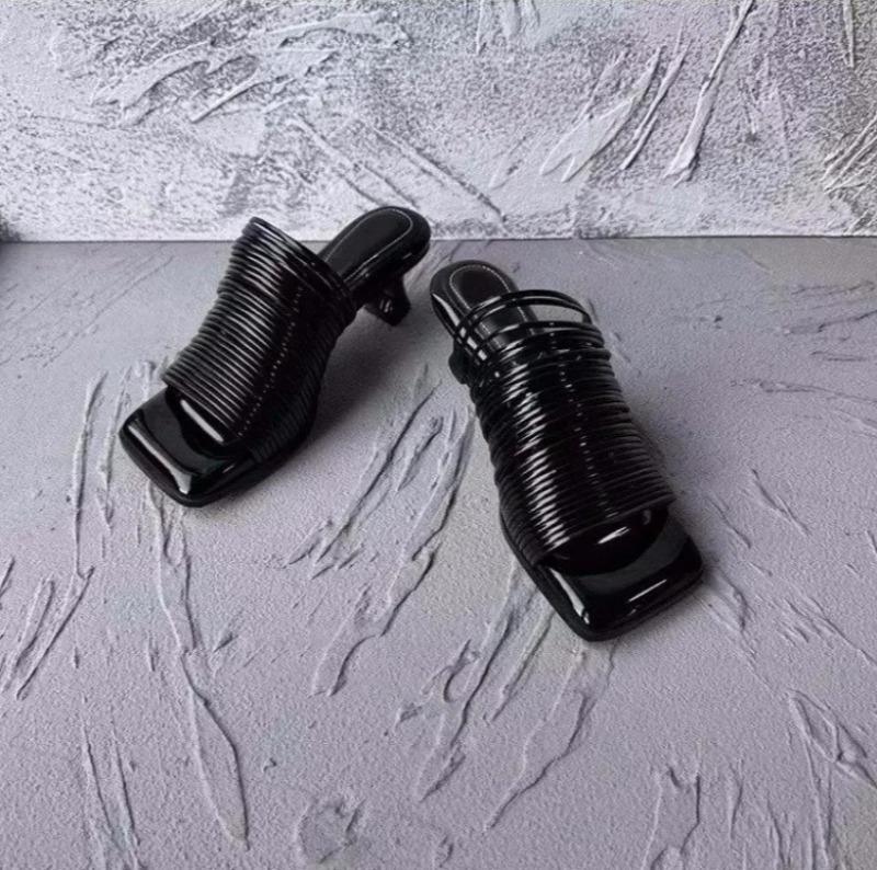 Damskie klapki designerskie, letnie, sandały na szpilce z kwadratowym noskiem, modne, codzienne, półpantofle dla kobiet, designerskie klapki, sandały damskie