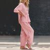 Women's Fashionable Casual Loose-Fit V-Neck Short-Sleeve Two-Piece Set