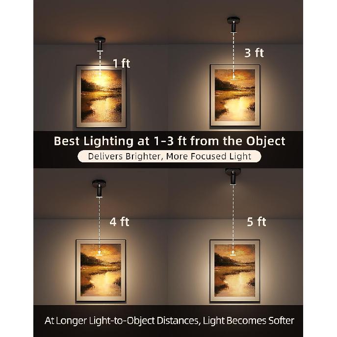 EZVALO Indoor Spotlights, Picture Lights for Wall, Uplights | 5500mAh Rechargeable Battery, with Remote, Mini, Wireless, Magnetic, Timer, 3 Color