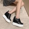 12Cm thick-soled muffin sole leather single shoes women's 2025 new inner height-increasing small white shoes slope heel casual versatile women's shoes