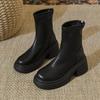 Thick-soled heightened thick-heeled short boots children's 2025 new autumn and winter black thin boots Chelsea Martin boots single boots
