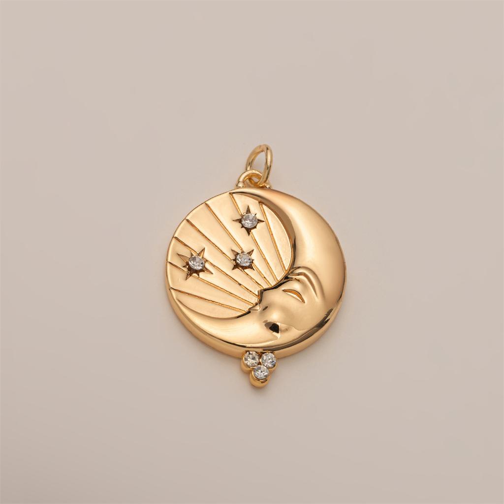DIY Pendant Accessories Star Moon Love Pendant Necklace Copper Gold Plated Color Preserved