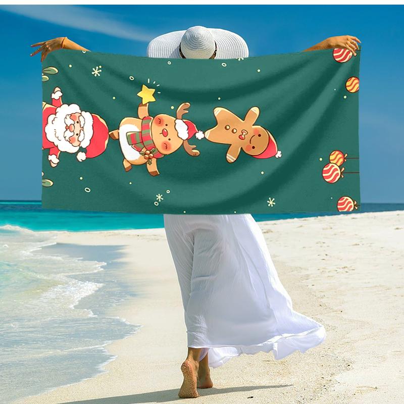Ultra-Soft Beach Towel with Christmas Theme,Ideal for Pool - Camping, Diving - Perfect Travel Essential, Vibrant Beach Towel.