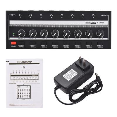 HA800S Headphone Amplifier 8 Channels Mono/Stereo Metal Stereo Headphone Amps Audio Amp.