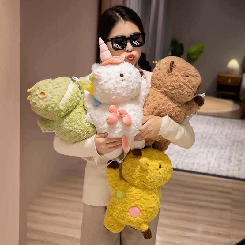 Cute Animal Dinosaur Unicorn Bag Plush Toy Doll Capybara Deer Doll Girl Bag Messenger Bag