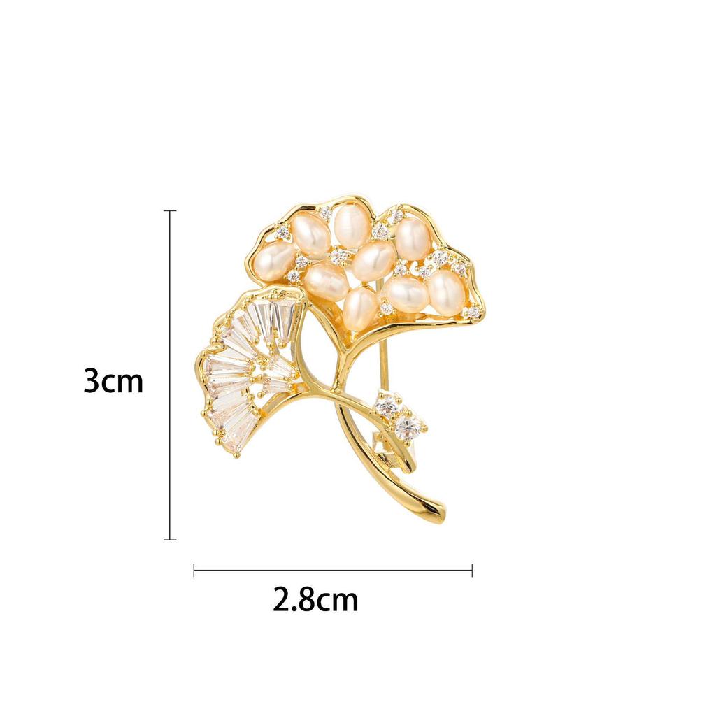 Snowflake & Butterfly Zircon Brooch with Freshwater Pearl for Women's Korean Style Suit Coat