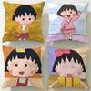 Classic Anime Chibi Maruko Chan Cushion Cover Soft  EasyWash Pillow Case  Versatile for Couch Bed Travel and Office