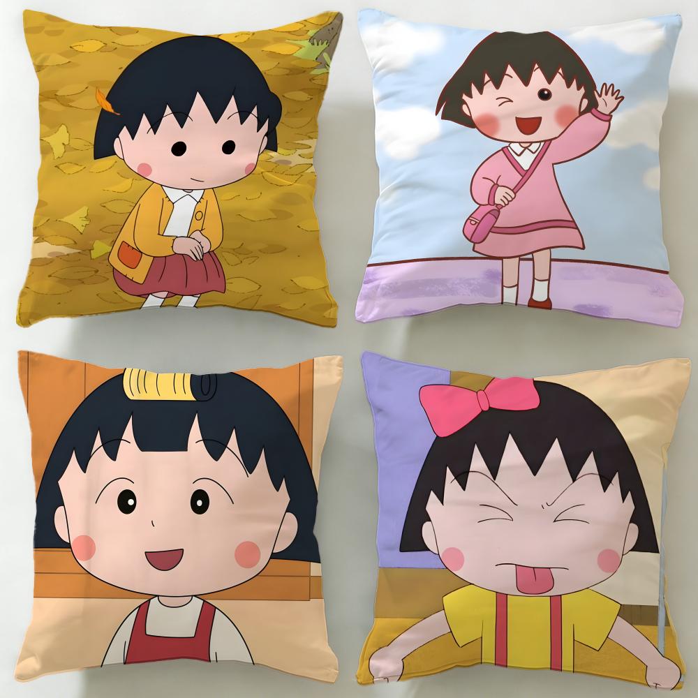 classic anime Chibi Maruko Chan Cushion Cover Soft & Easy-Wash Pillow Case – Versatile for Couch, Bed, Travel and Office