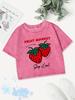 Sexy Cotton Crop Tops Womens Fruit Strawberry Printing Washed T-Shirts Summer O-Neck Regular Fit Streetwear Y2K Womans Clothes