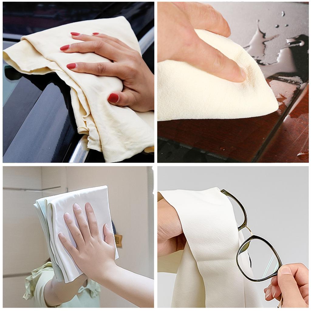 60x90cm Natural Suede Car Cleaning Cloth Genuine Leather Wash Suede Absorbent Quick-drying Towel Striped Cotton