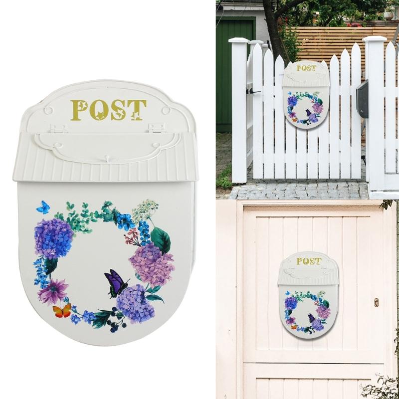 Wall Mounted European Styles Mailbox Durability Iron Construction For Patios Yard And Porch Decoration