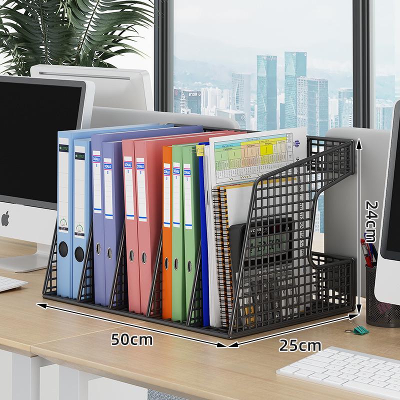 Multi-Layer Desktop Bookshelf Organizer: Large Capacity File and Paper Storage Rack